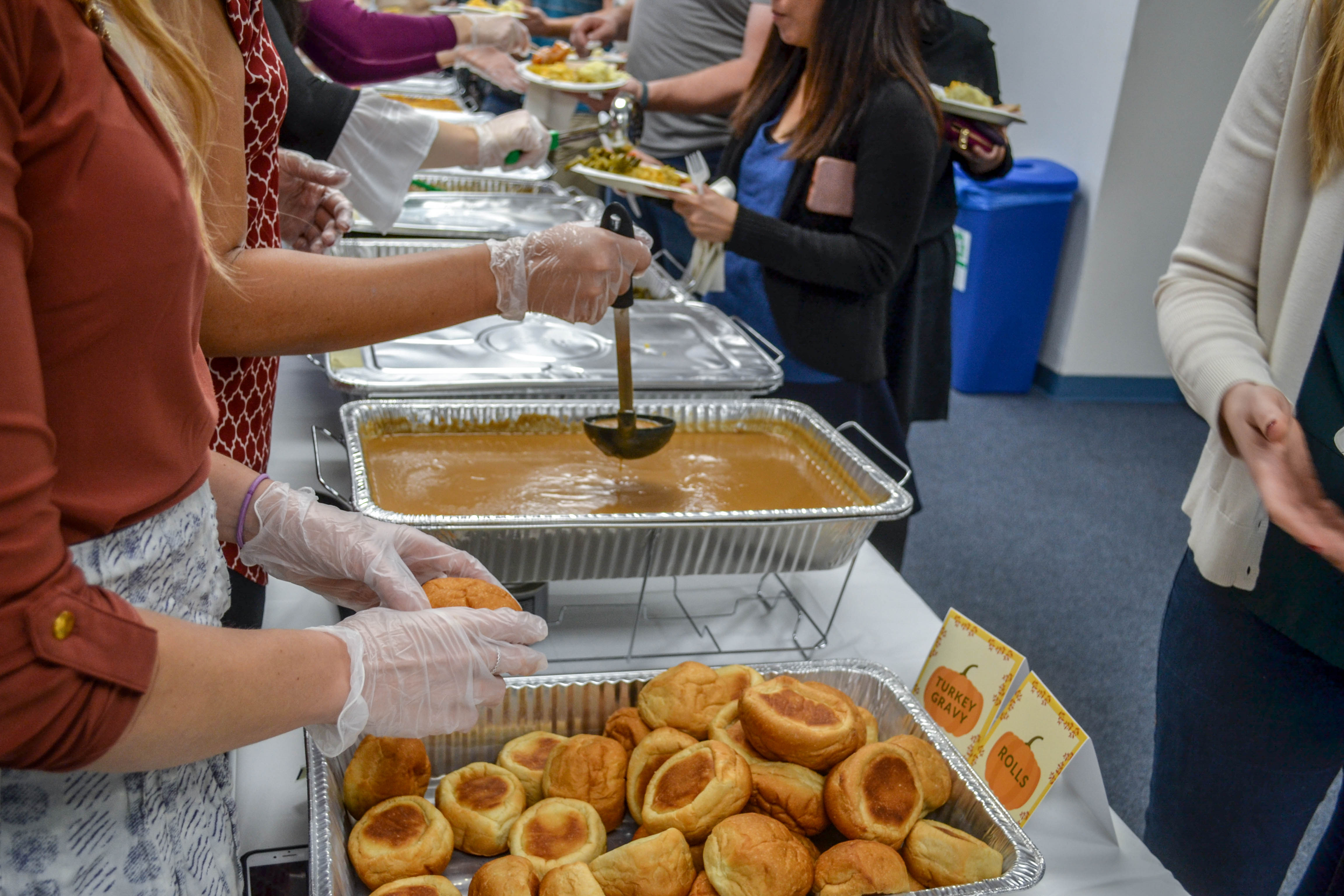 Our community enjoy traditional American cuisine at the 2018 DLS Thanksgiving celebration