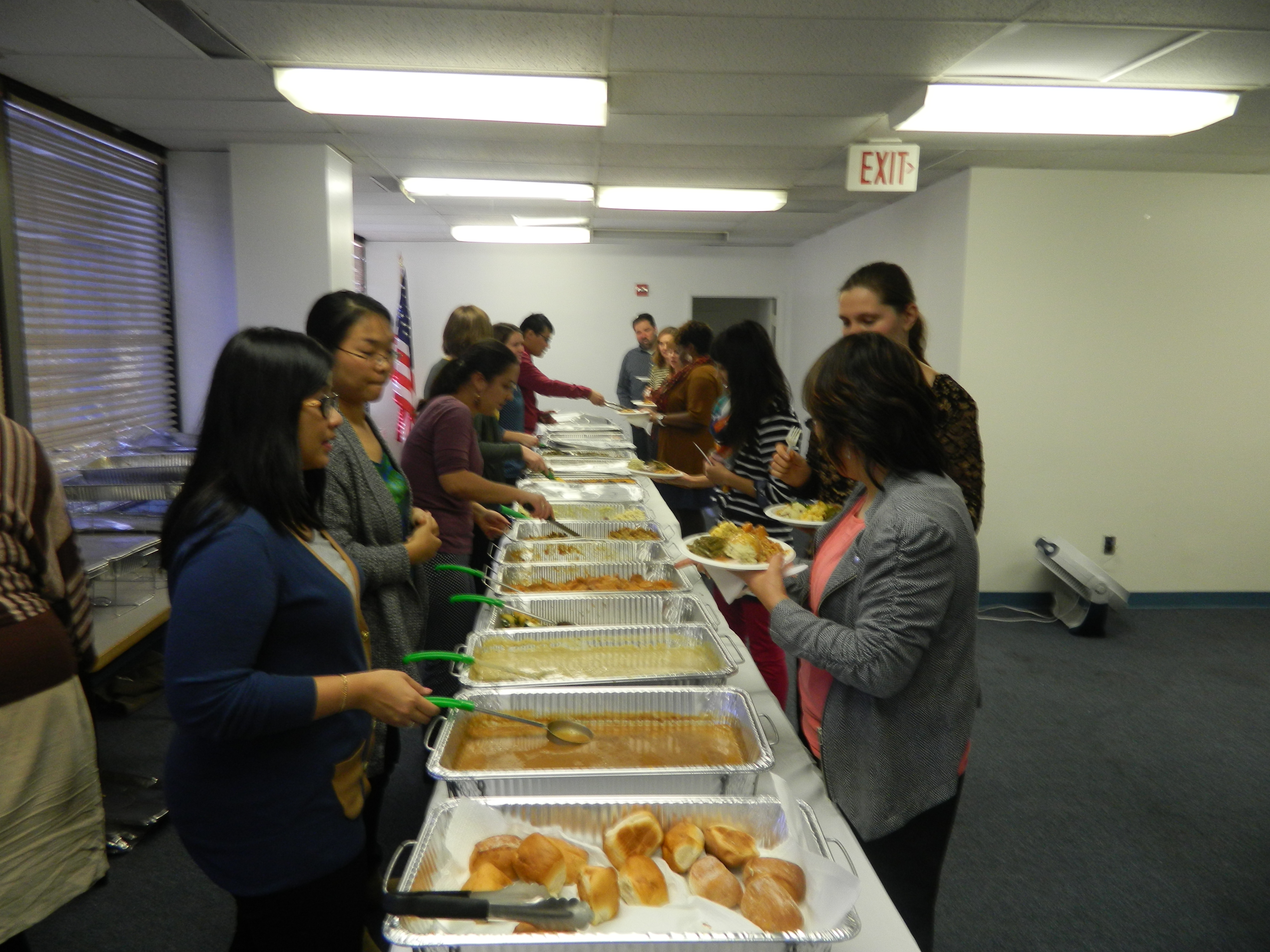 DLS staff serving food