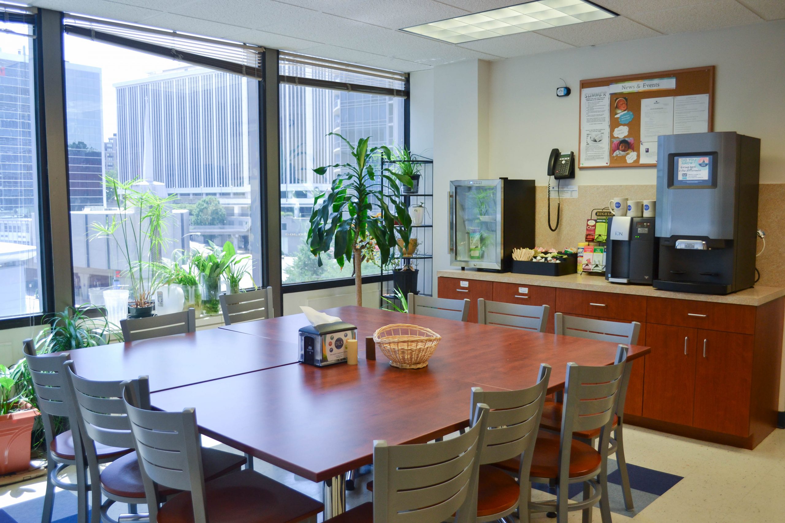 Diplomatic Language Services Arlington location kitchen and dining area