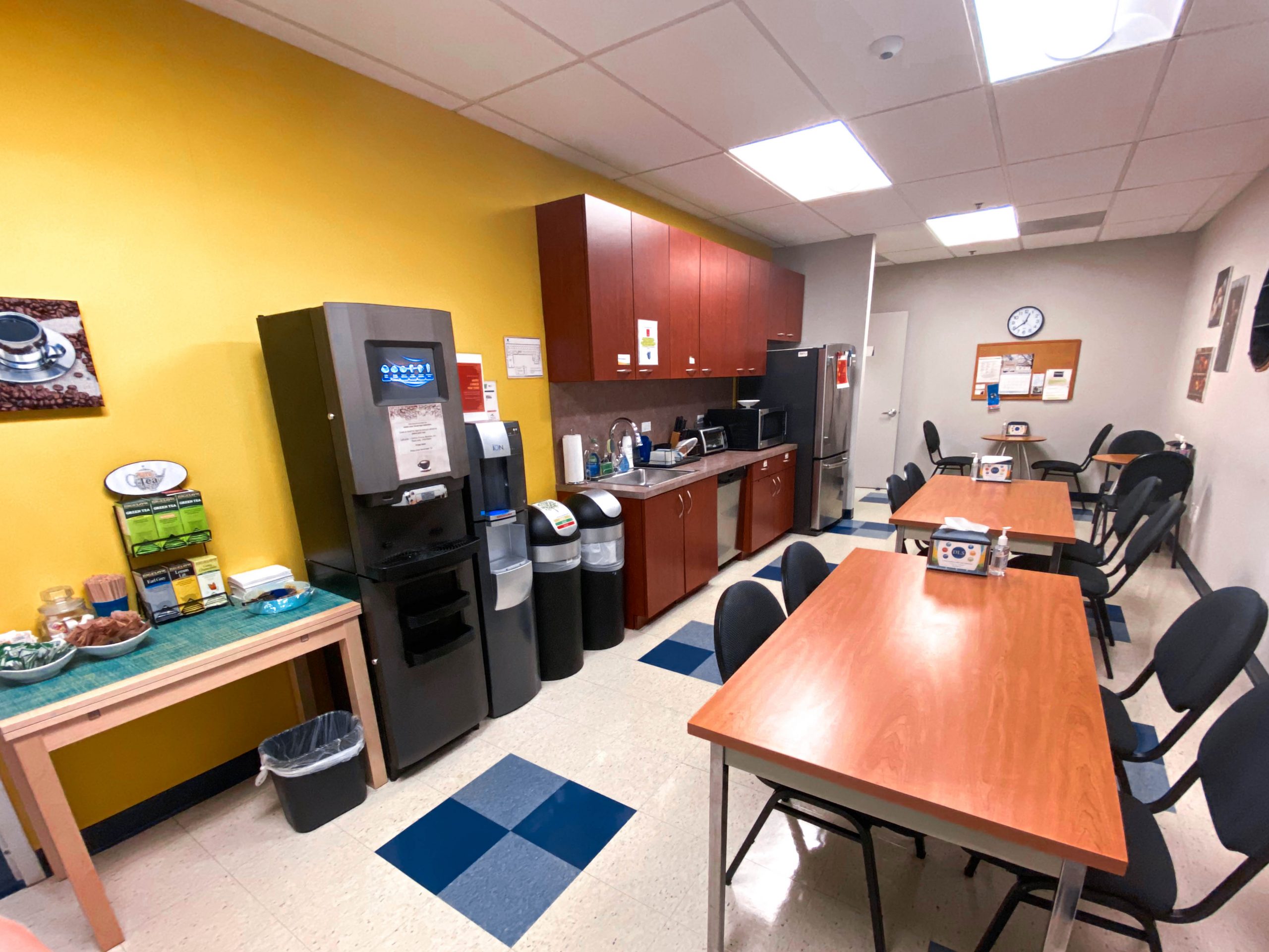 Diplomatic Language Services Herndon location kitchen and dining area