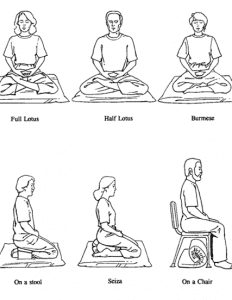 Meditation postures for use during Diplomatic Language Services Wellness Series on mindfulness and meditation