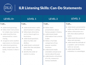 ILR scale listening skills: can-do statements